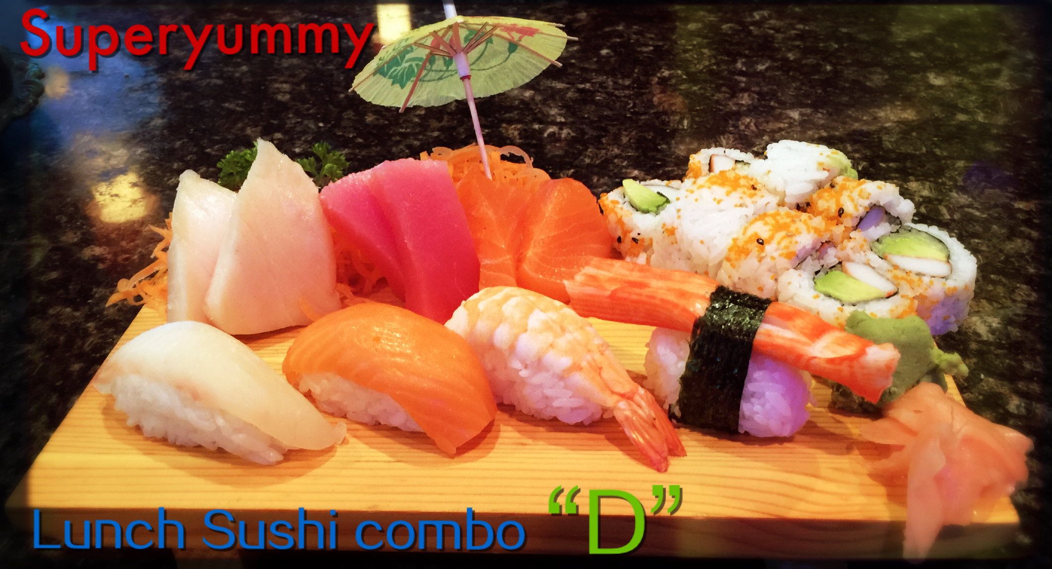 C. California Roll with 4 pcs Sushi, 6 pcs Sashimi (Chef’s Choice) *